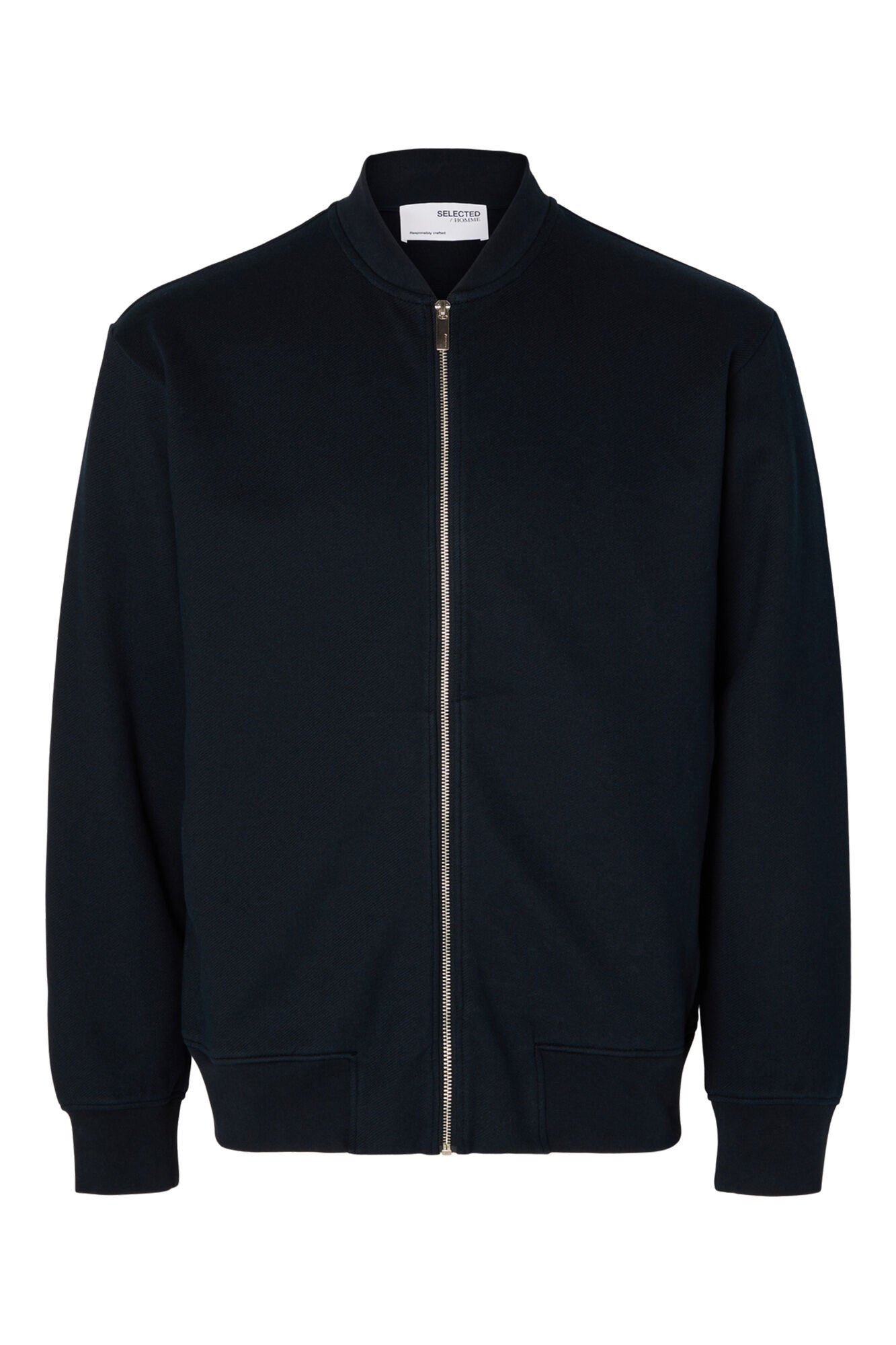 Selected Sweatshirt estilo bomber feito com algod&atilde;o org&acirc;nico Azul