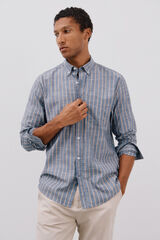 Cortefiel Camisa riscas em chamas Azul