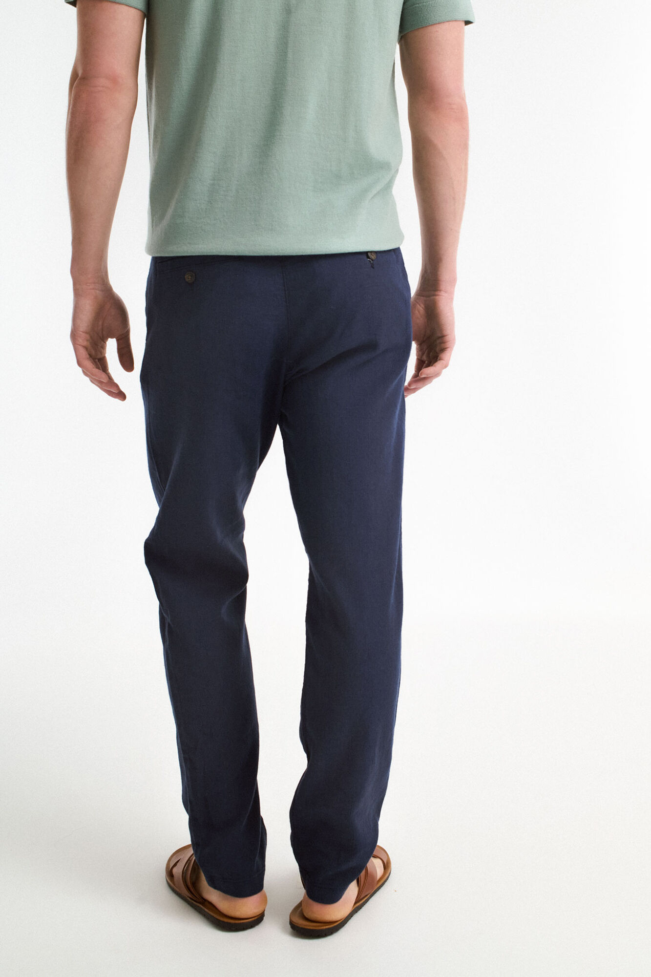 Selected Cal&ccedil;as de linho com ajuste relaxado Azul