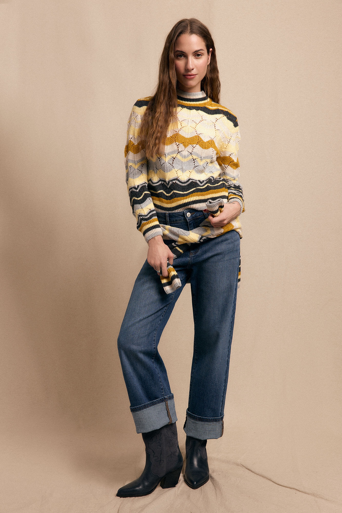 Slowlove Jersey ondas multicolor Amarelo