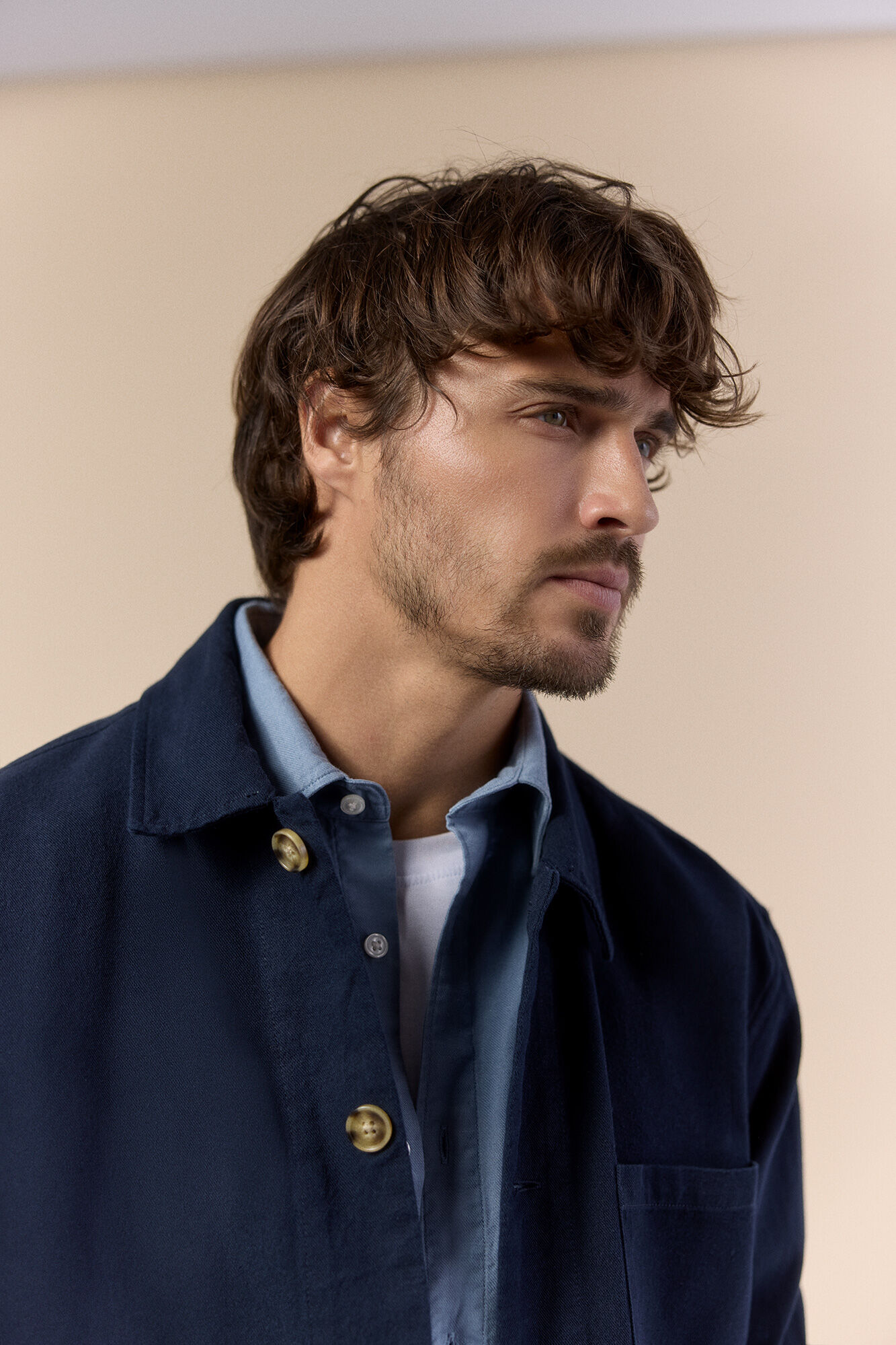 OOTO Cotton linen overshirt Navy