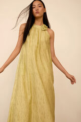 Meisie Vestido comprido gola halter Amarelo