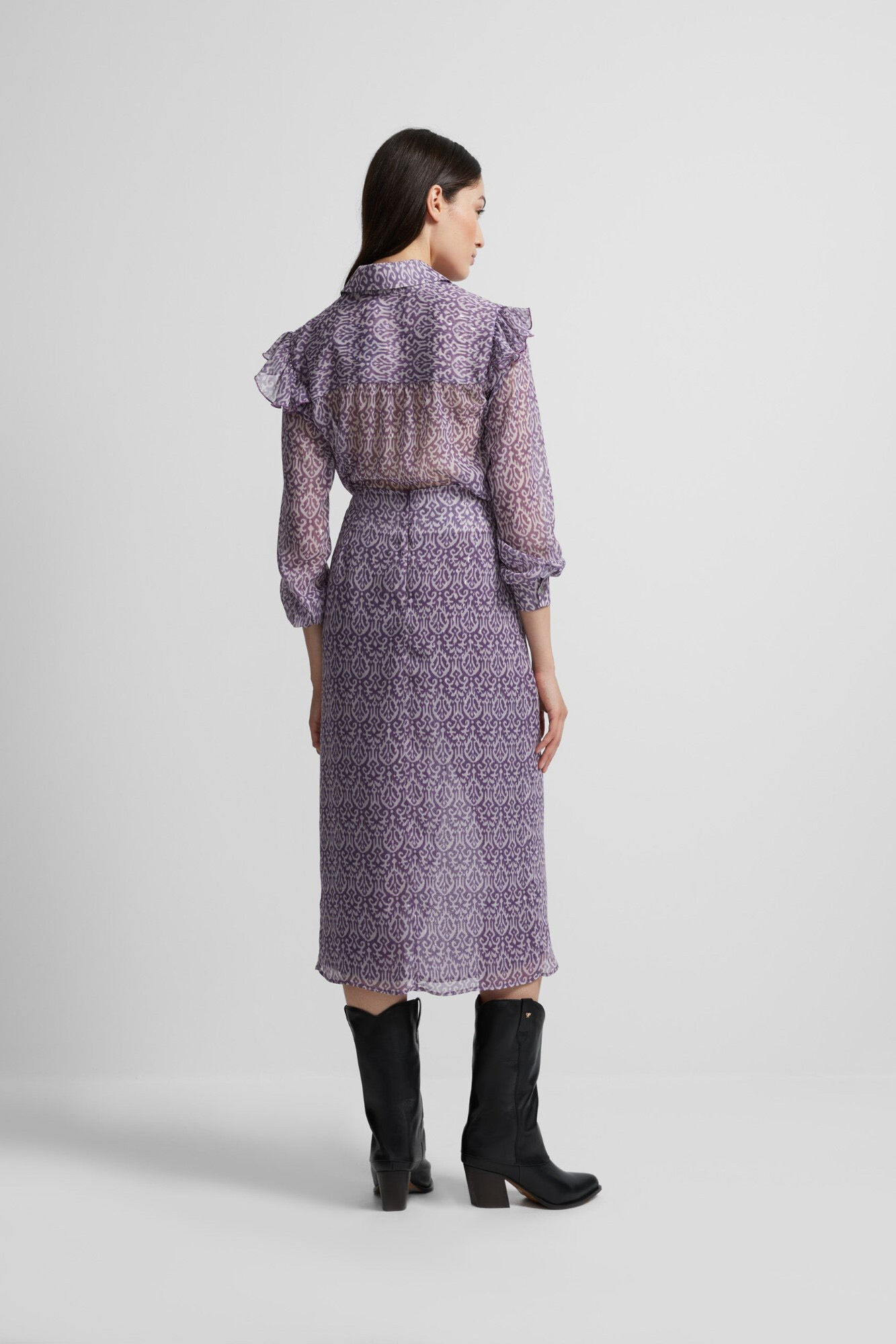 Silbon Camisa com folho e estampado Ikat Roxo