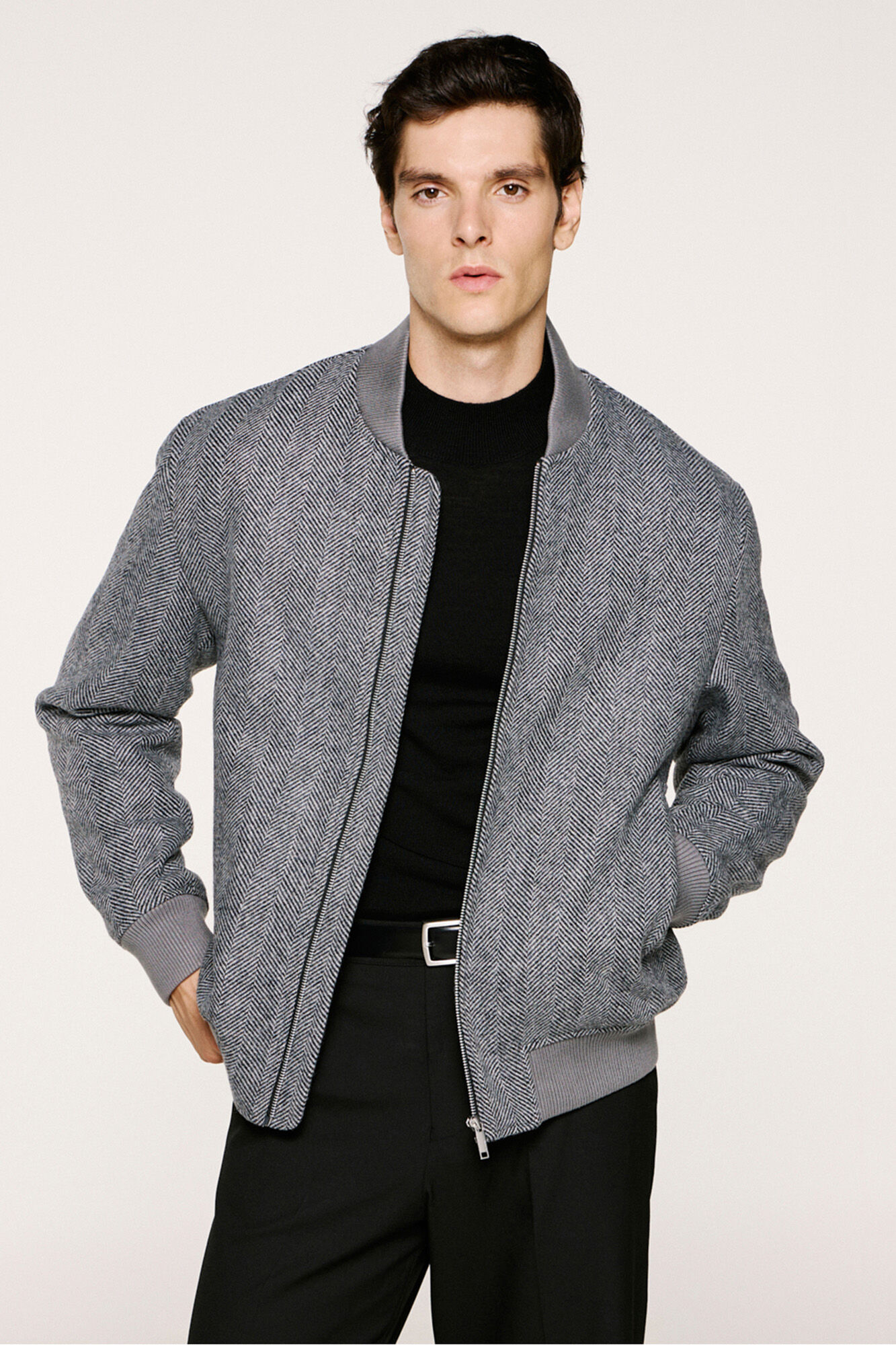 Selected Blus&atilde;o bomber de l&atilde;  Cinzento