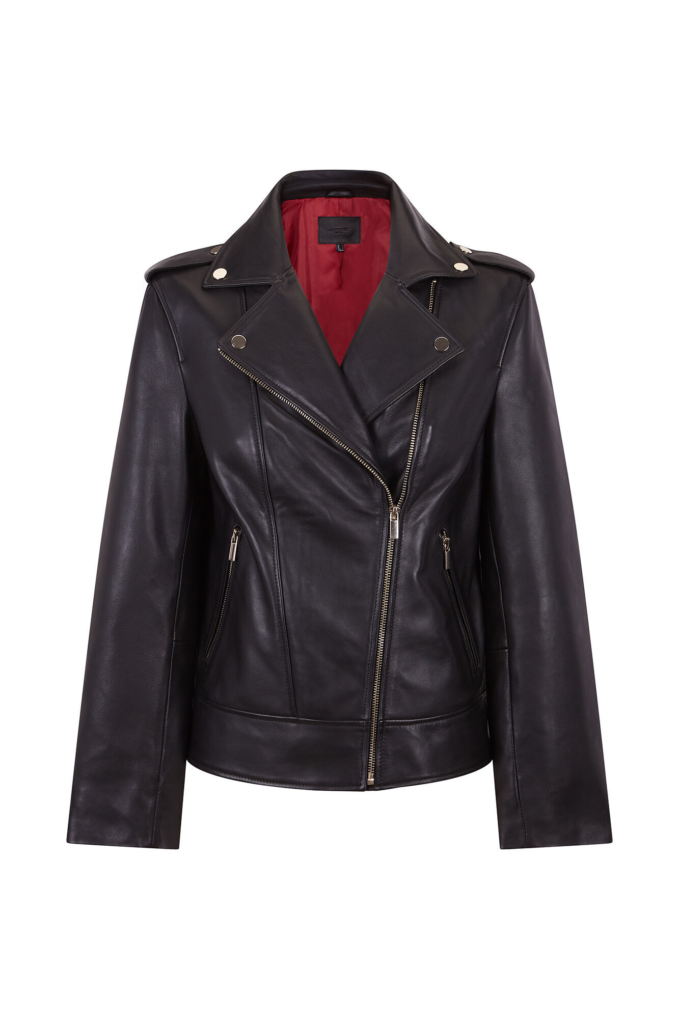 Cortefiel Cazadora de piel cremallera Negro