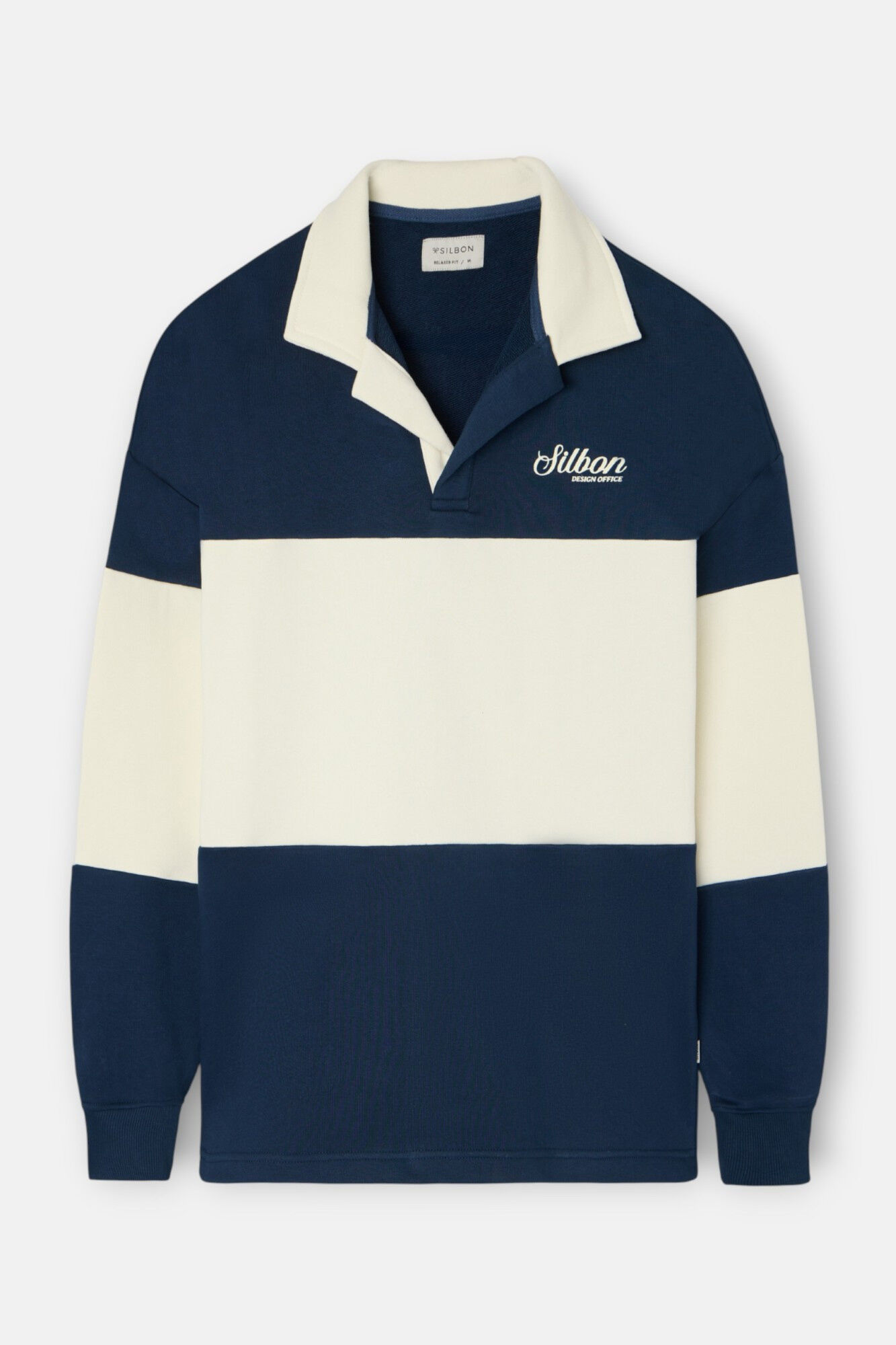 Silbon Moletom com gola polo e sweatshirt de ajuste relaxado Azul
