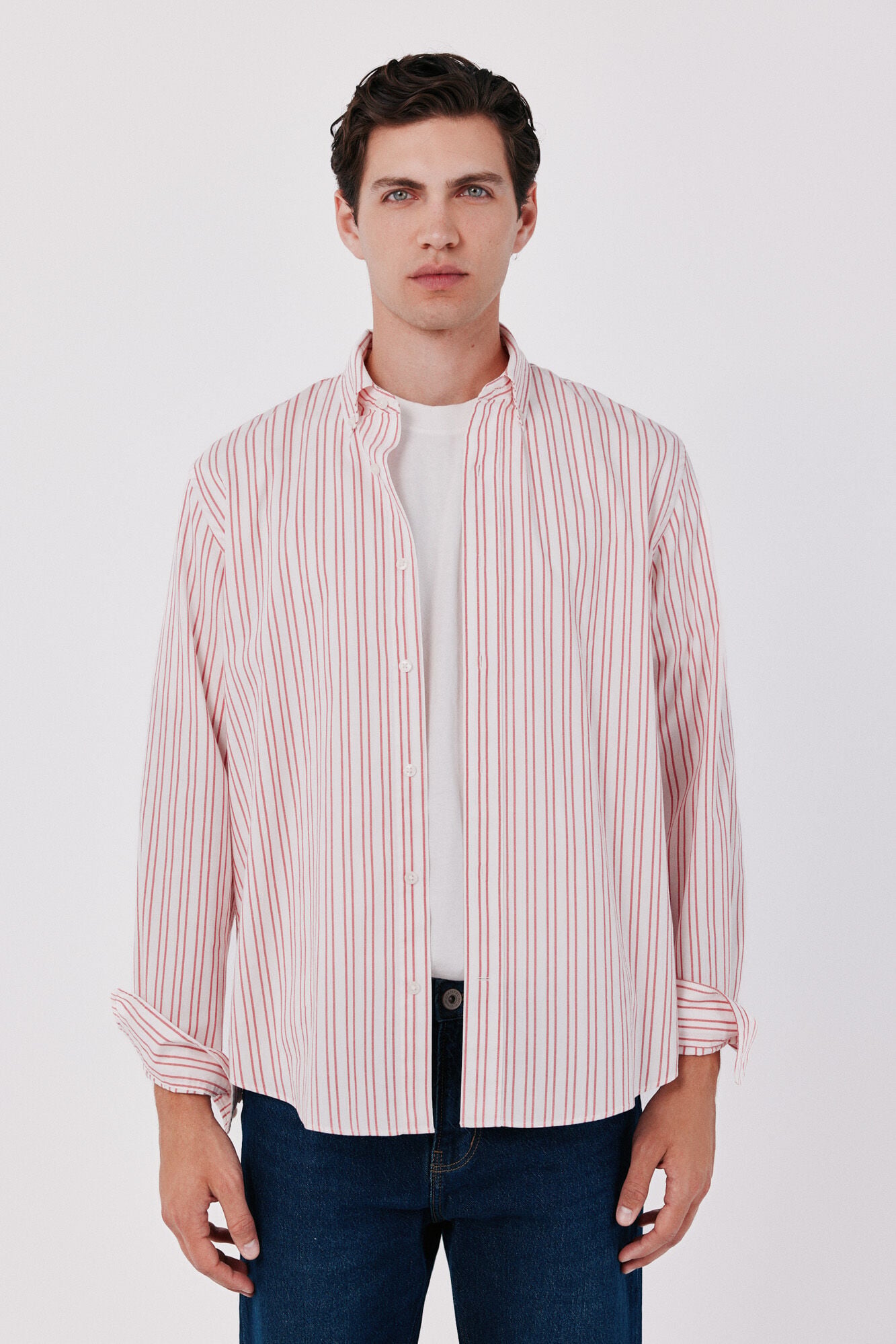 Cortefiel Camisa de riscas oxford leve