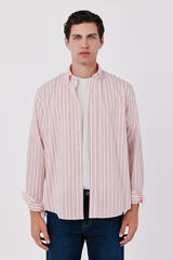 Cortefiel Camisa de riscas oxford leve Vermelho