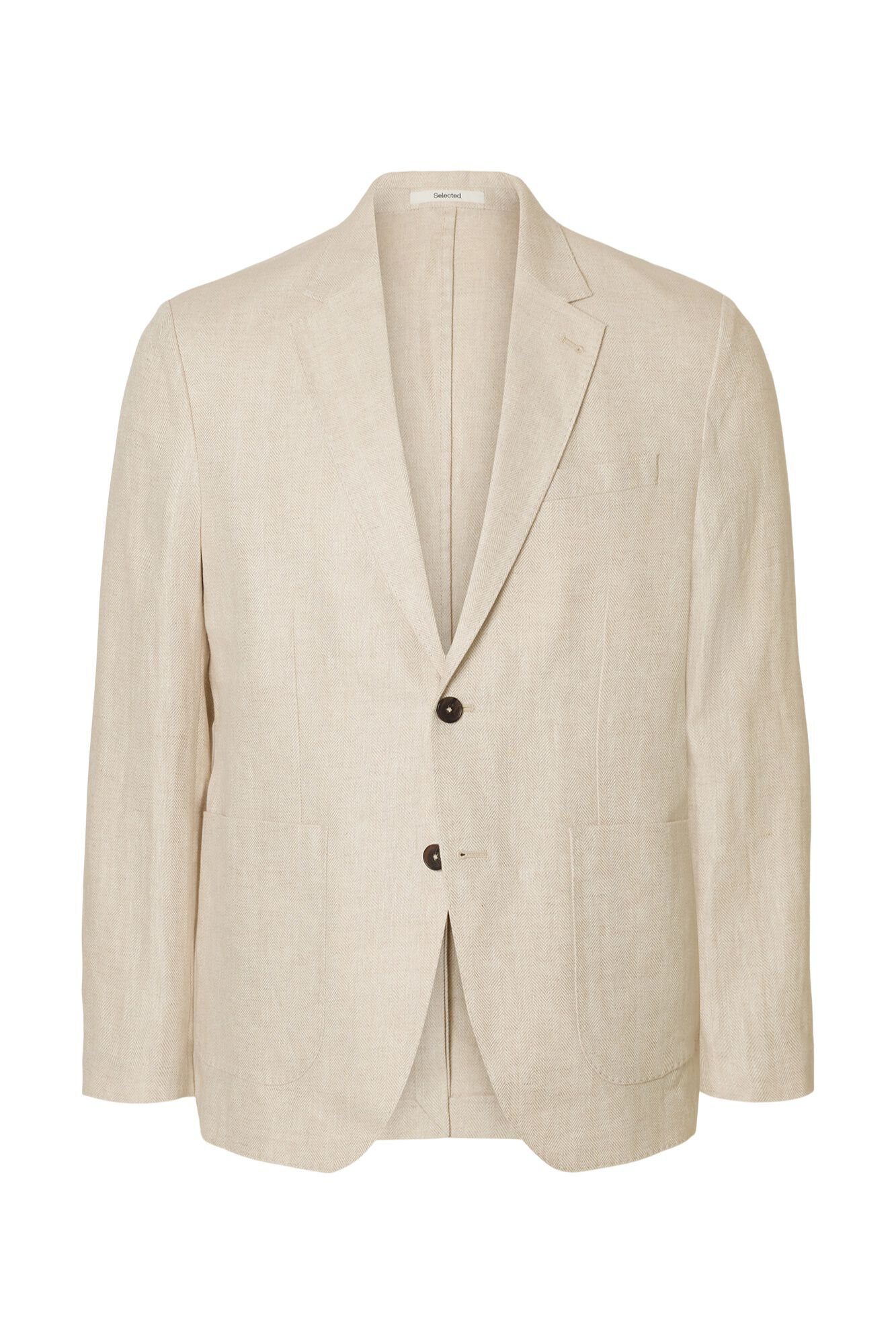Selected Casaco de linho com aba Tostado