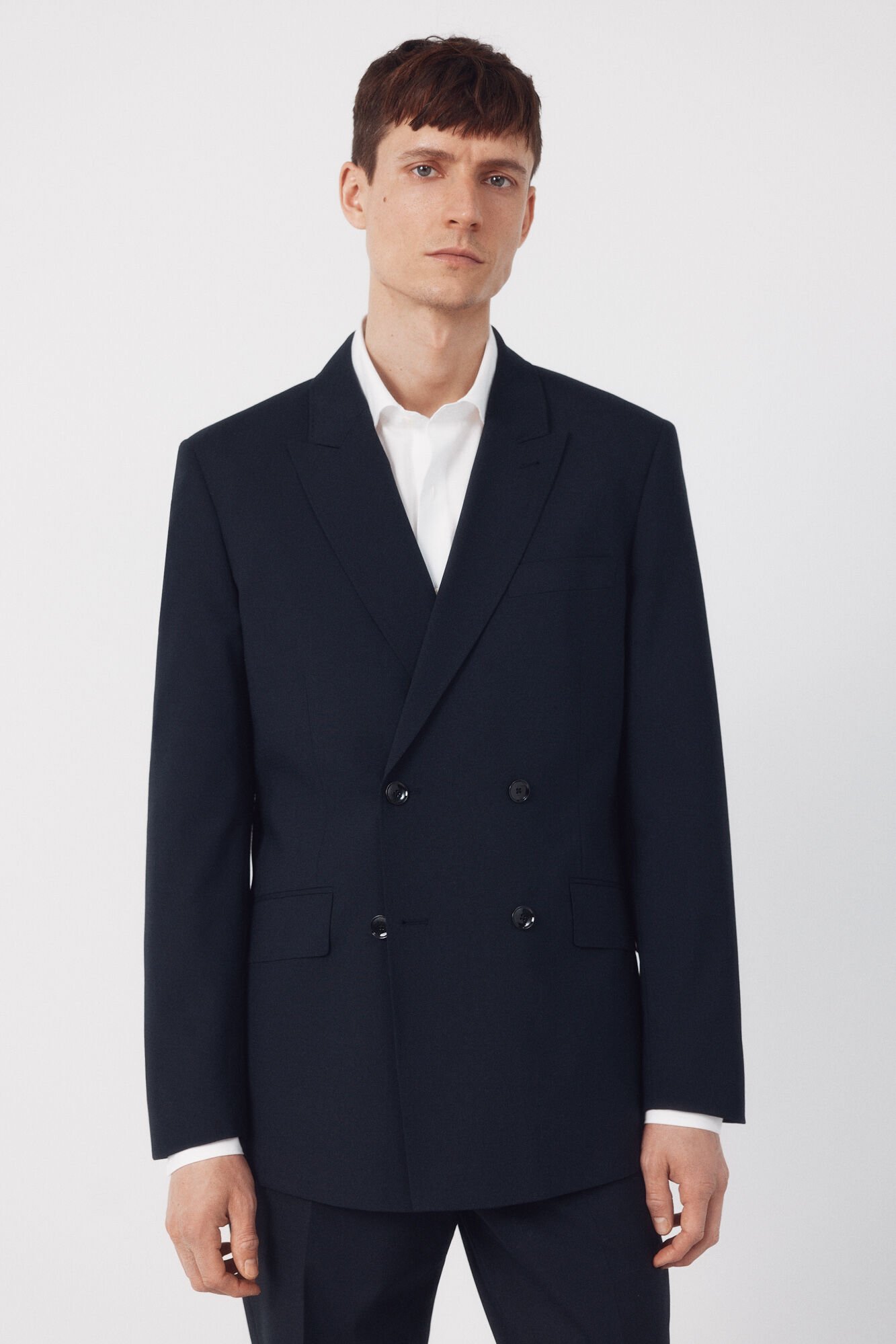 Cortefiel Blue dynamic structure double-breasted blazer