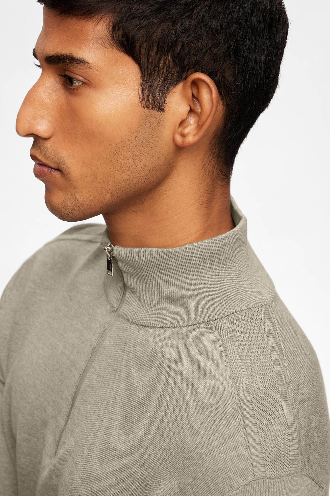 Selected Jersey de punto con media cremallera 100% algod&oacute;n Verde