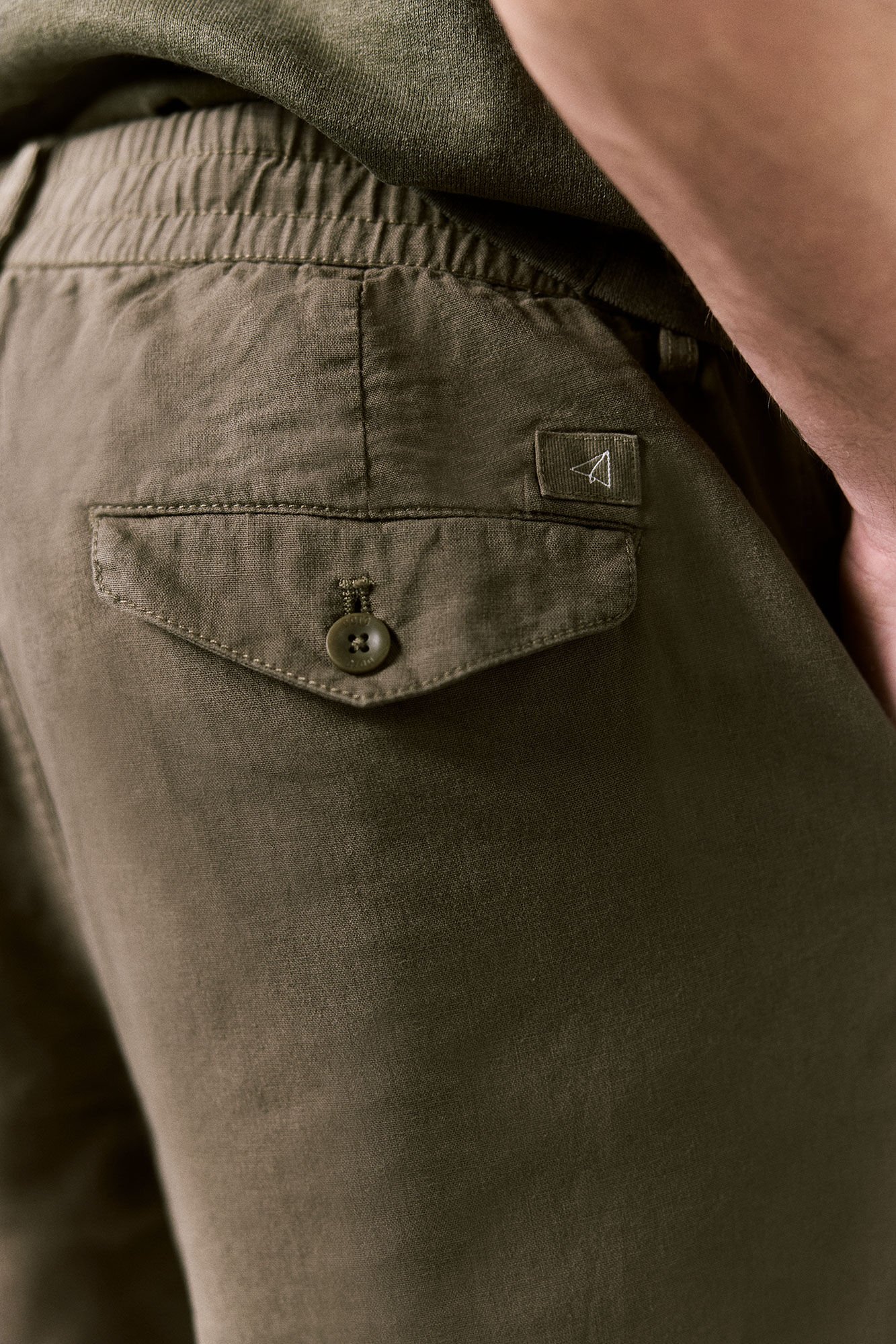 OOTO Cal&ccedil;as regular de linho e algod&atilde;o Verde