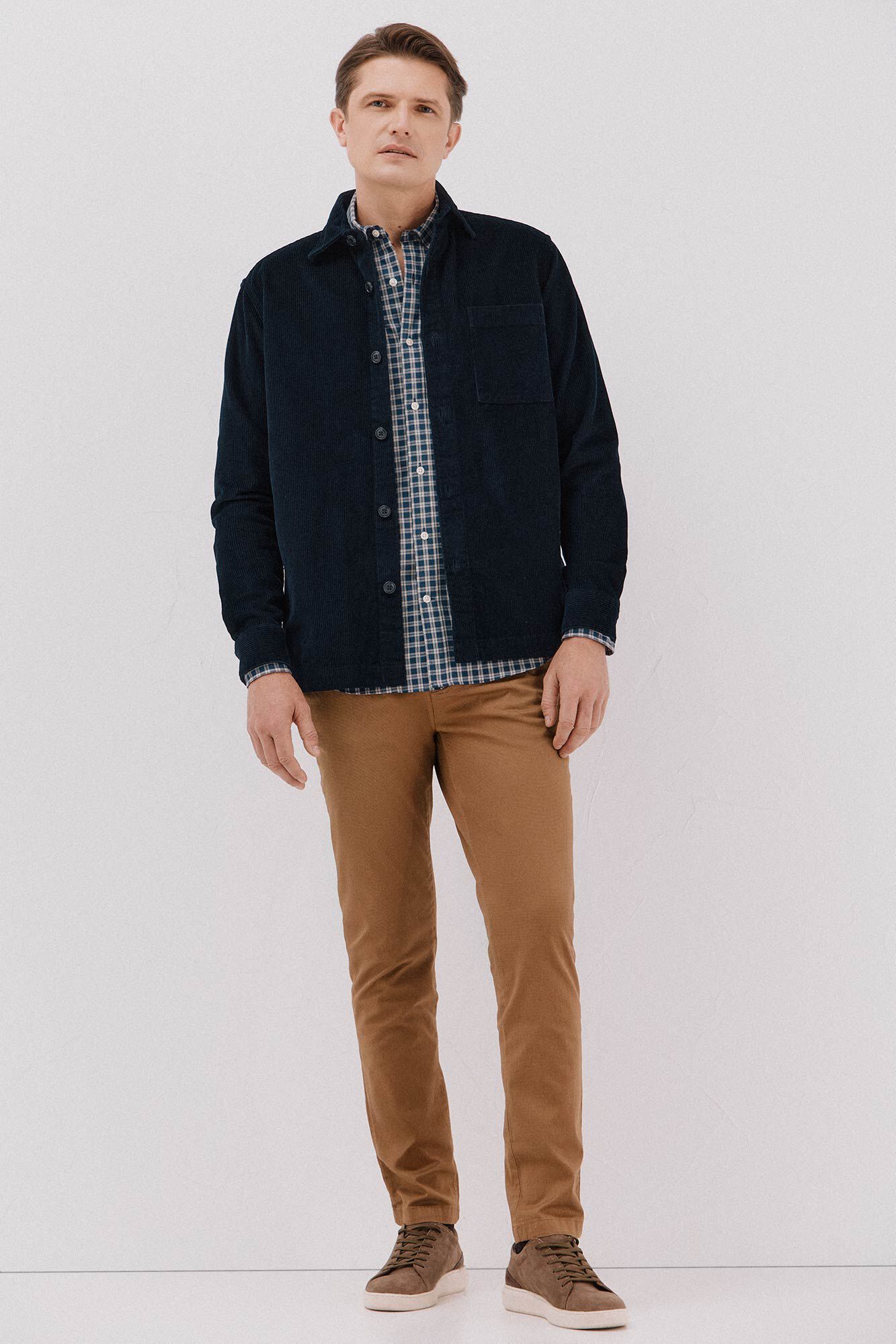 Cortefiel Sobrecamisa pana Azul marino