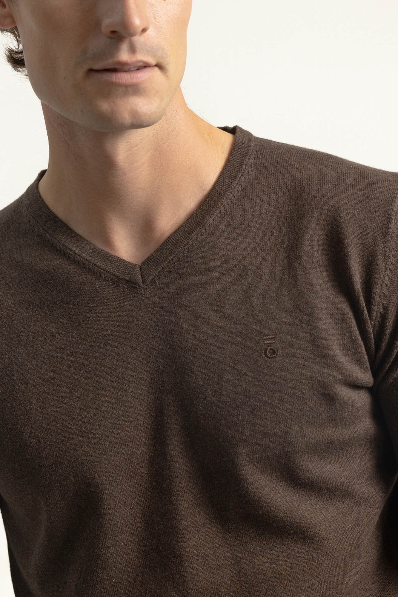PuroEGO Cotton V-neck jumper Dark brown