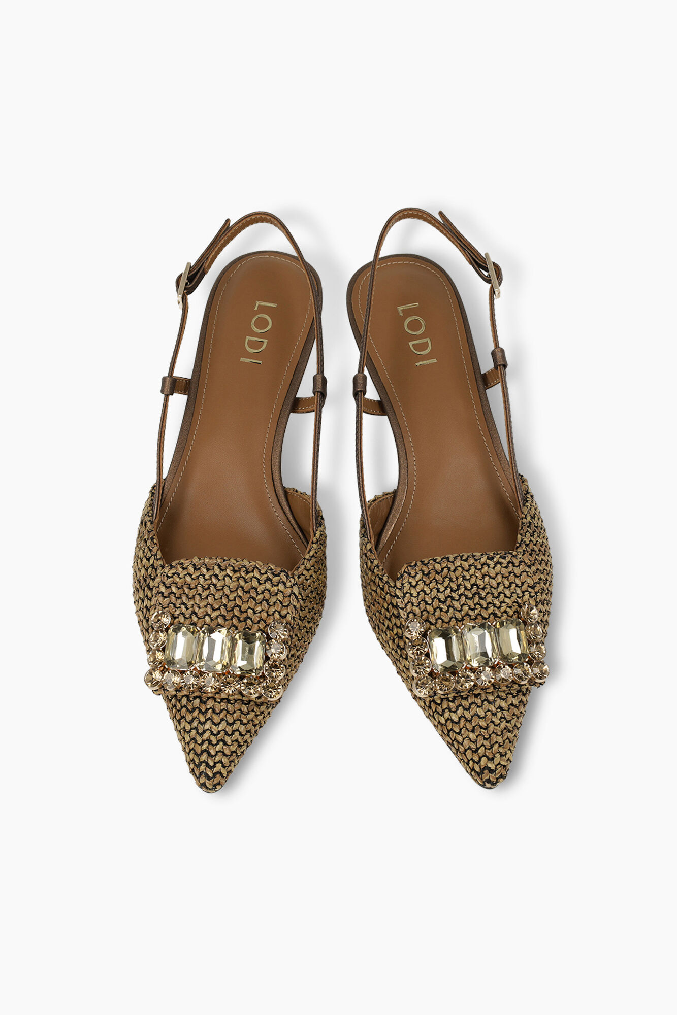 Lodi Sapatos de salto abertos atr&aacute;s em pele Castanho