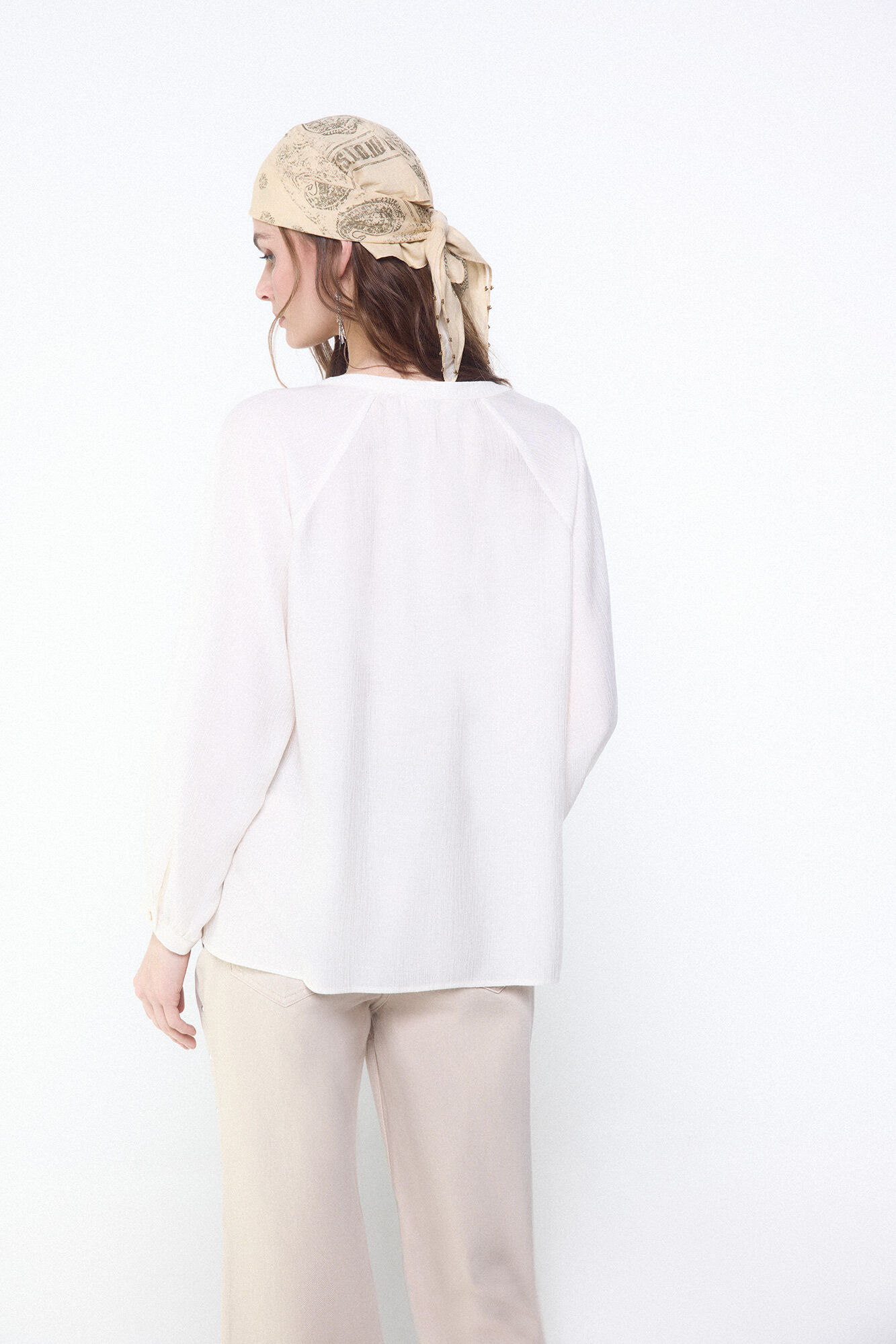 Slowlove Blusa plisada fluida Marfil