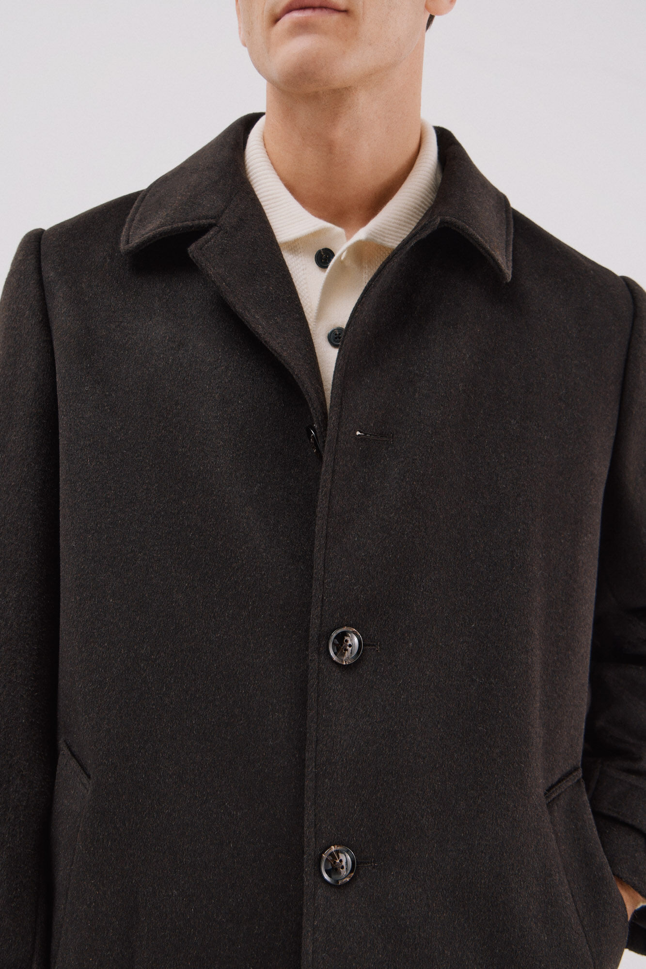Cortefiel Wool shirt coat Dark brown