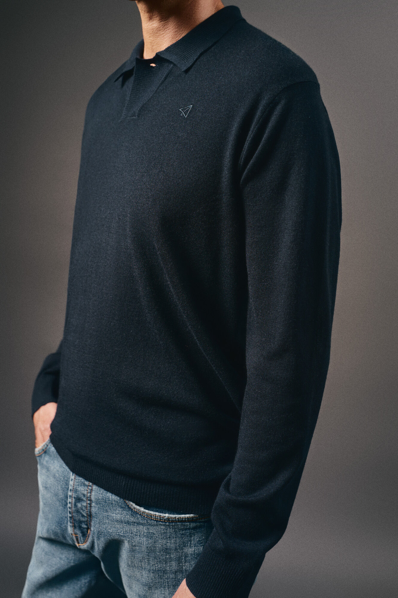 OOTO Su&eacute;ter de gola polo de algod&atilde;o Azul