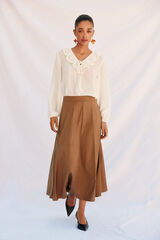 Cortefiel Long skirt cuts Nude