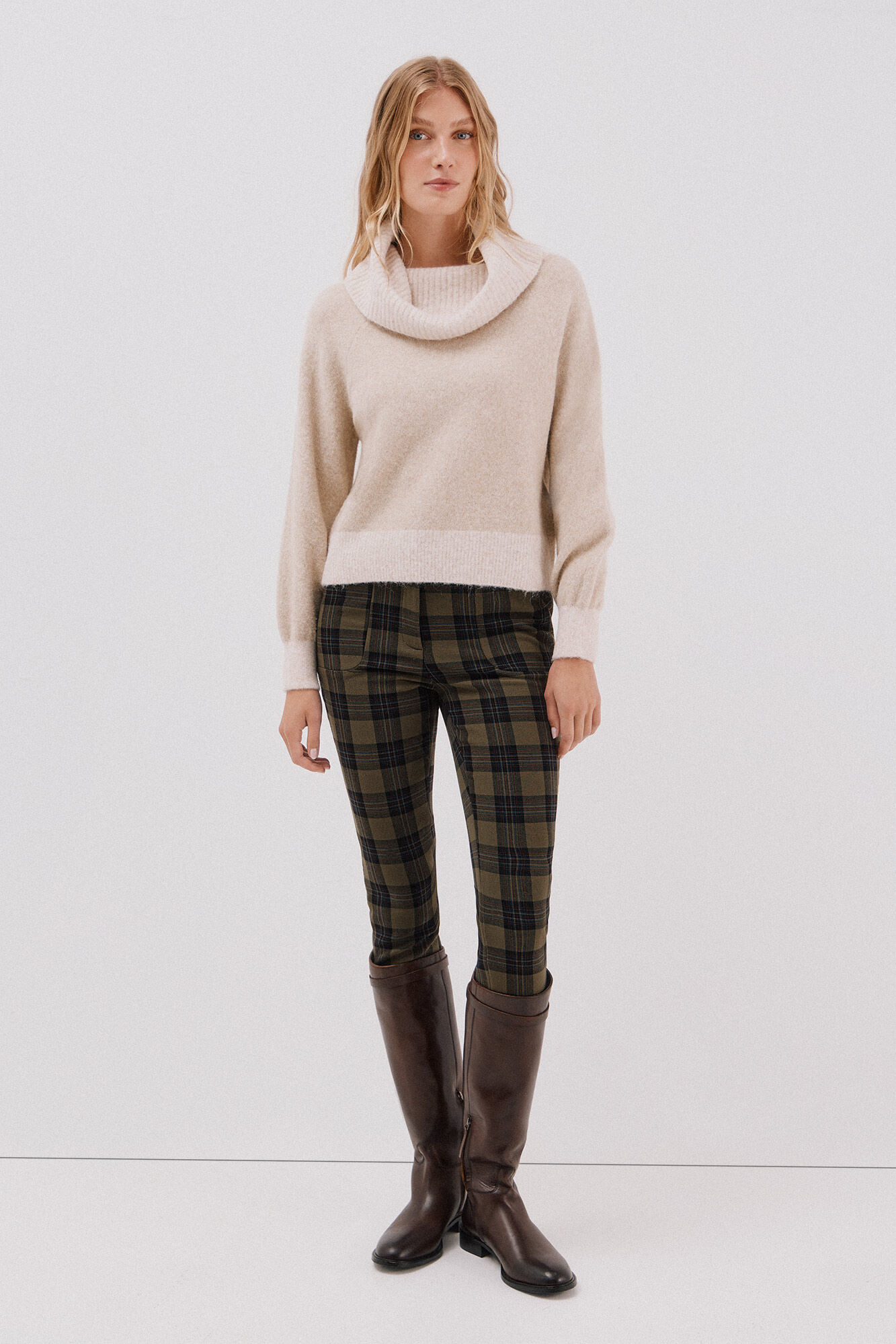 Cortefiel Combined knit jumper Beige