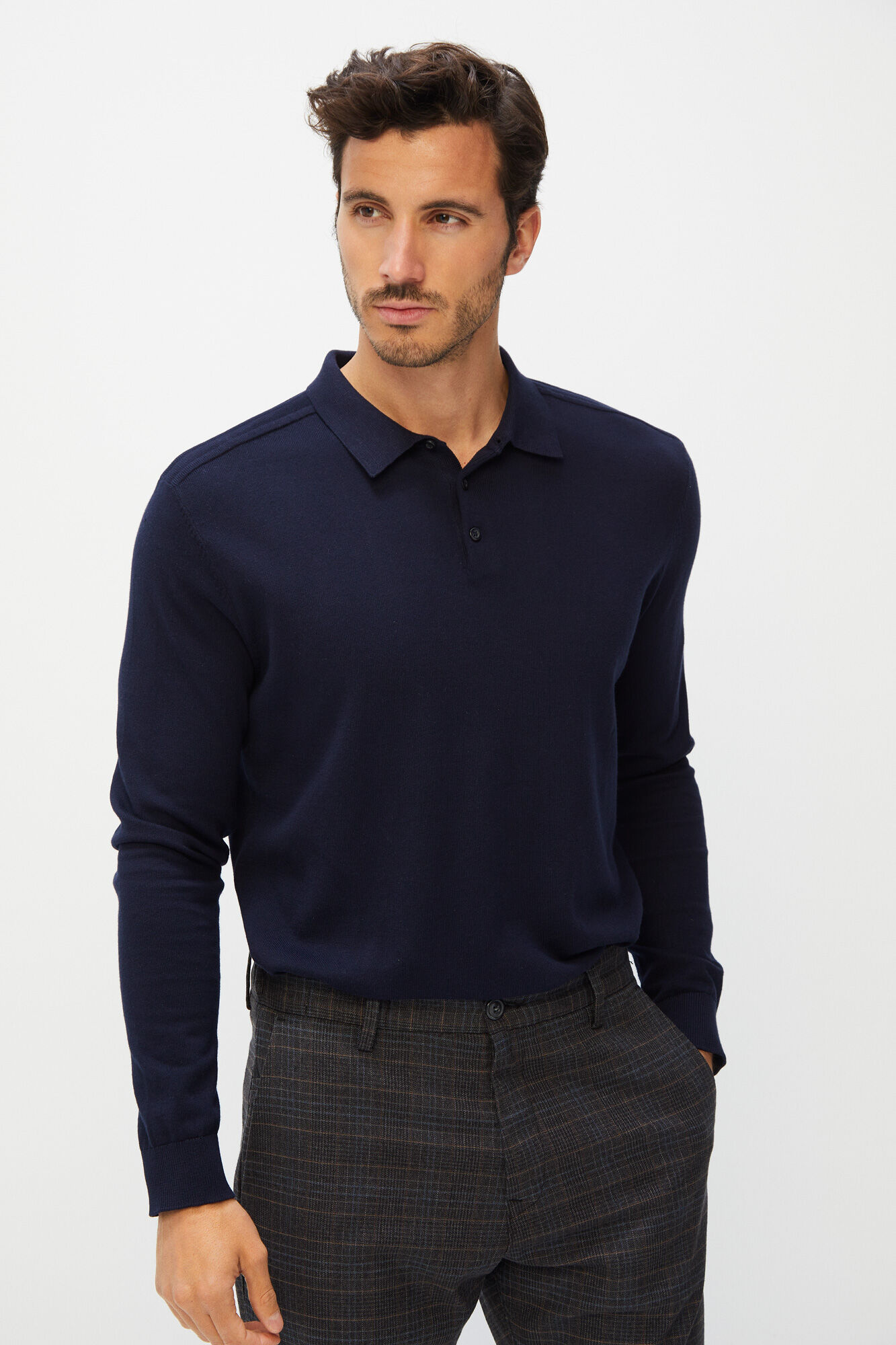 Selected Checked chinos Brown