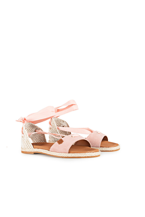 Cortefiel Capri pink split leather flat sandals Pink