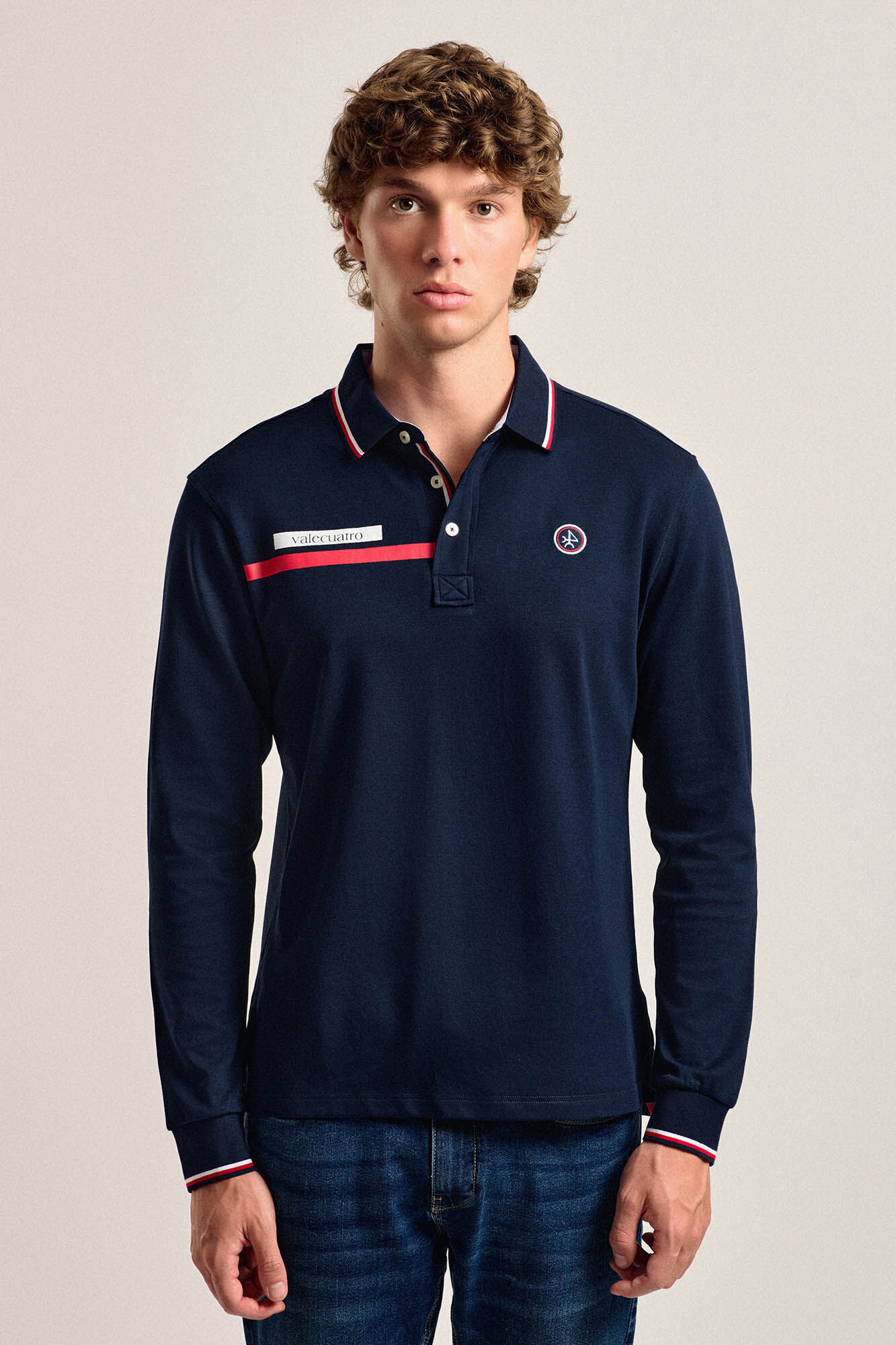Valecuatro Polo Valecuatro masculino modelo bandeira azul marinho Azul