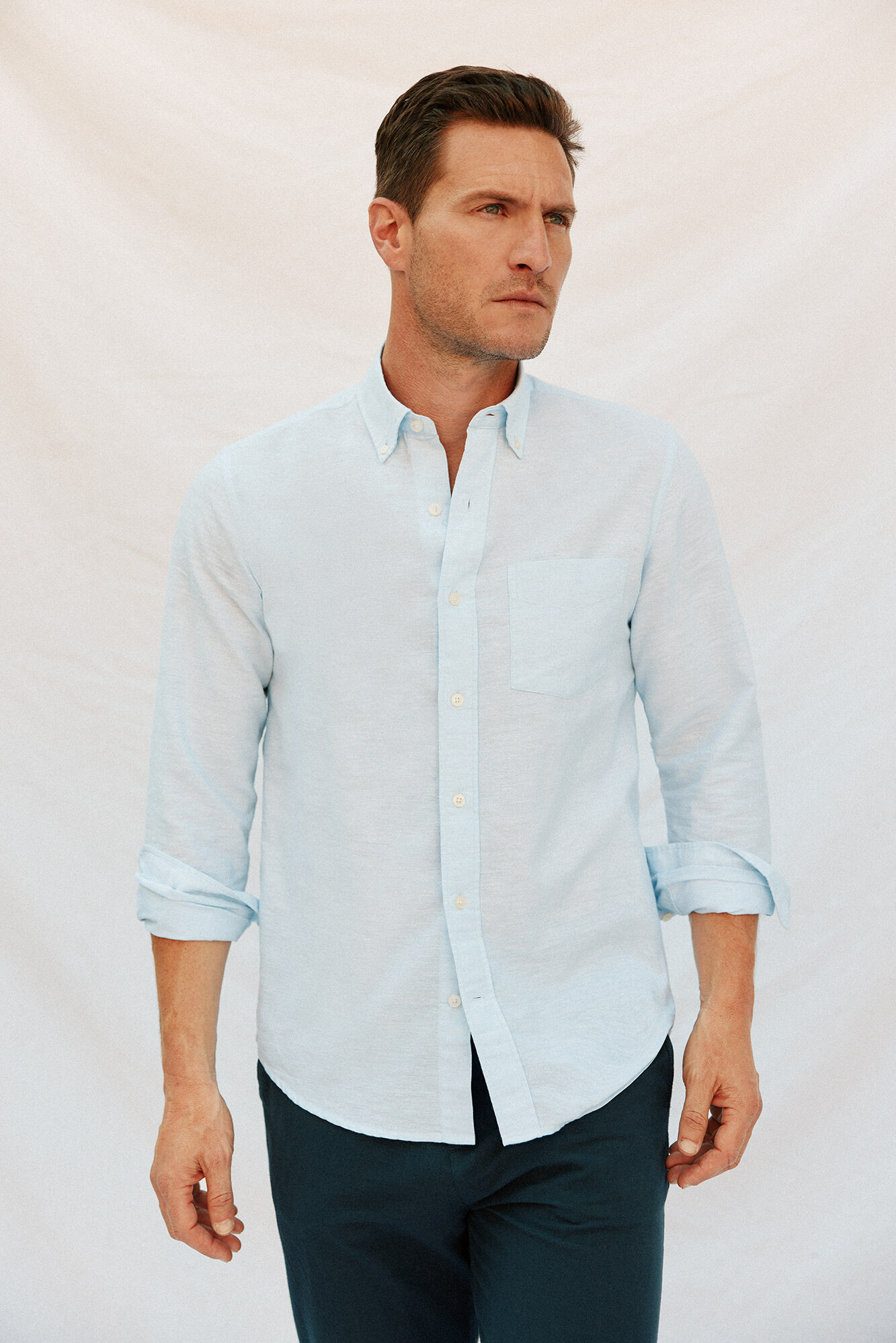 Cortefiel Plain linen/cotton shirt