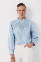 Cortefiel Embroidered blouse Blue