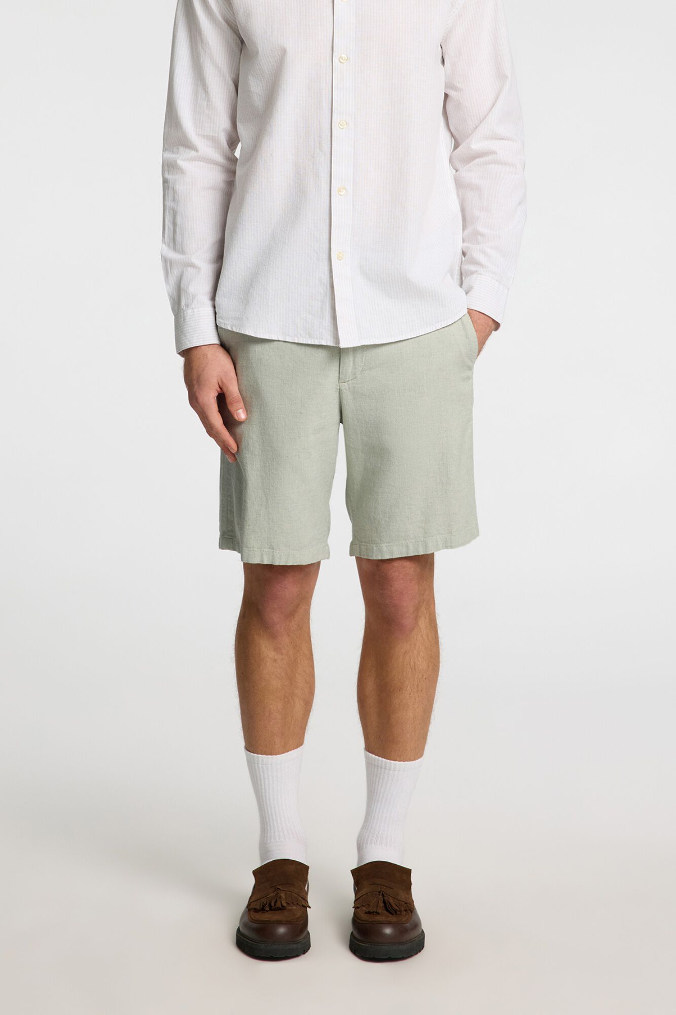 Selected Linen short Green