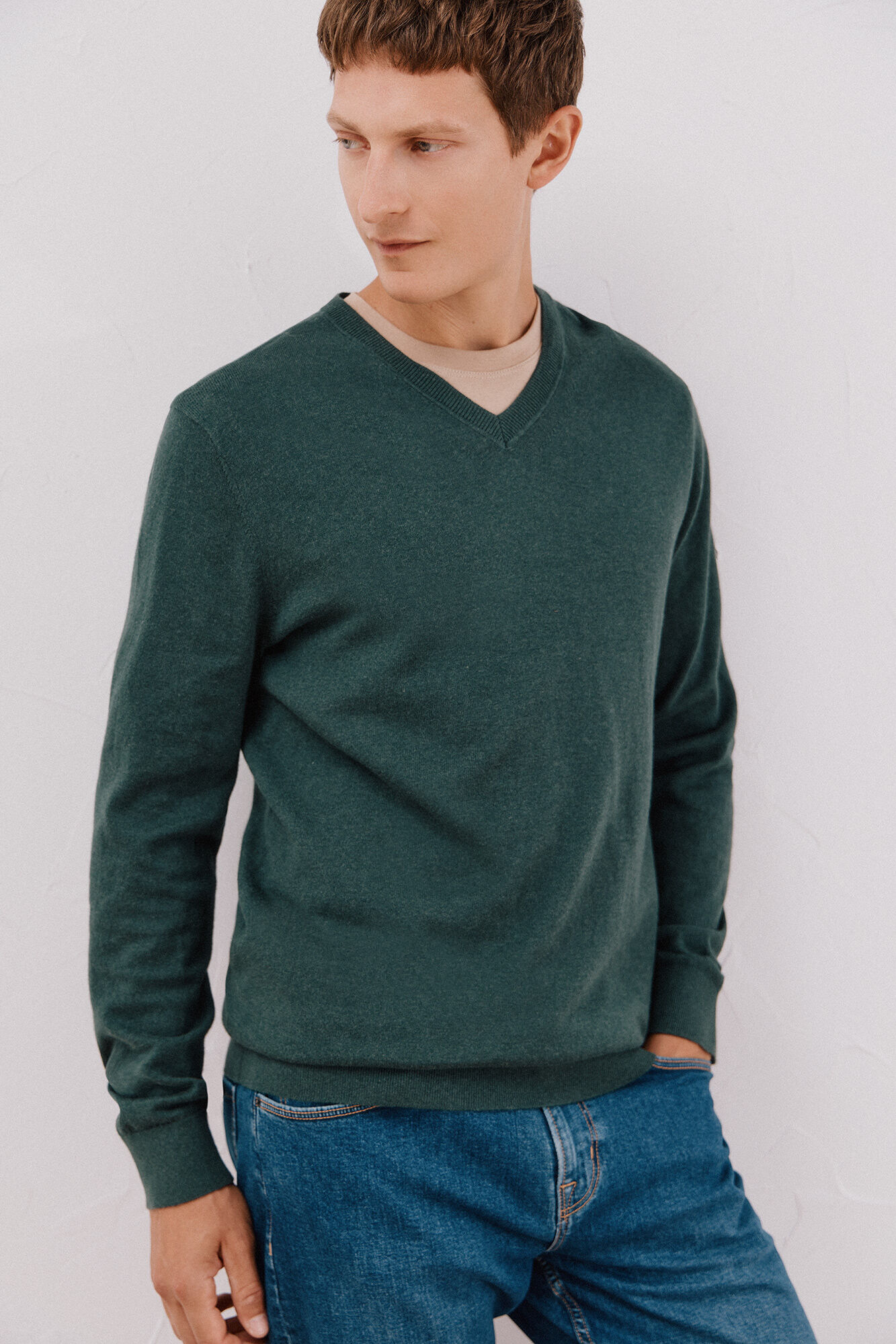 Cortefiel Cotton/cashmere V-neck jumper