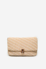 Cortefiel Raffia quilted bag with flap Nude