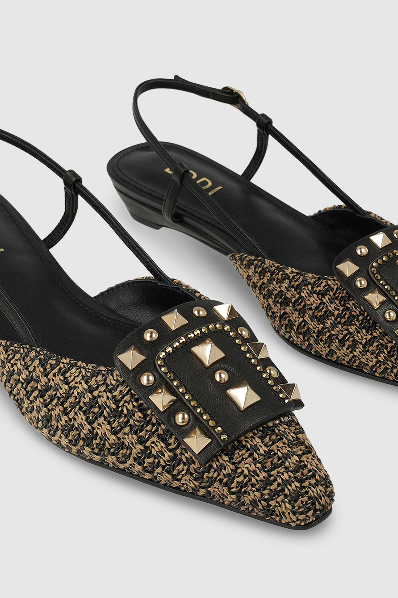 Lodi Sabrinas sem calcanhar em pele Preto