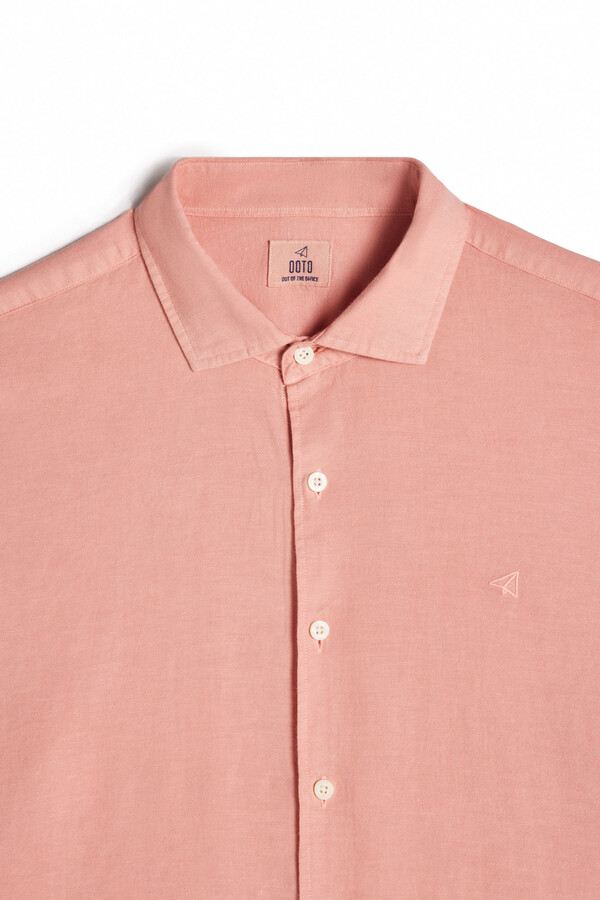 Cortefiel Linen/cotton long-sleeved shirt Pink
