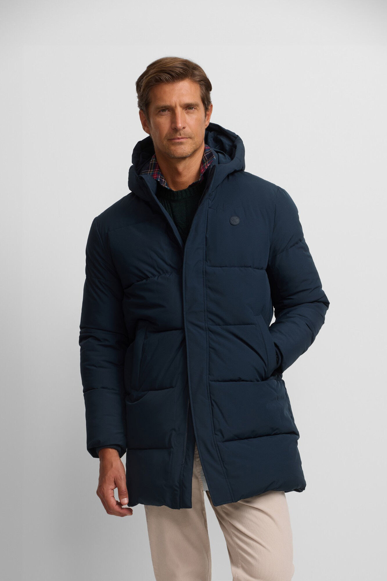 Silbon Abrigo largo acolchado capucha Azul marino