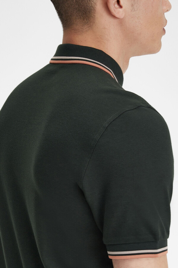 Cortefiel Short-sleeved polo shirt Dark green