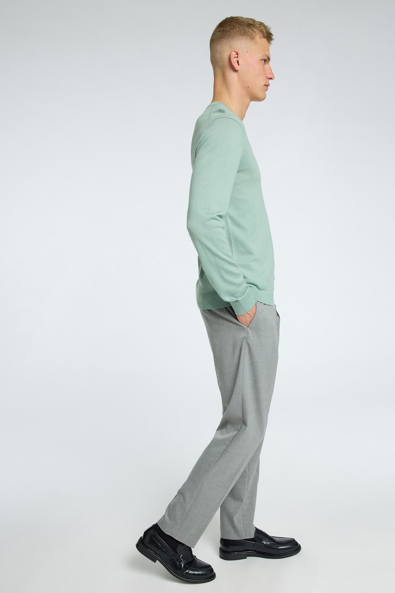 Selected Casual trousers with darts made from recycled materials Grey