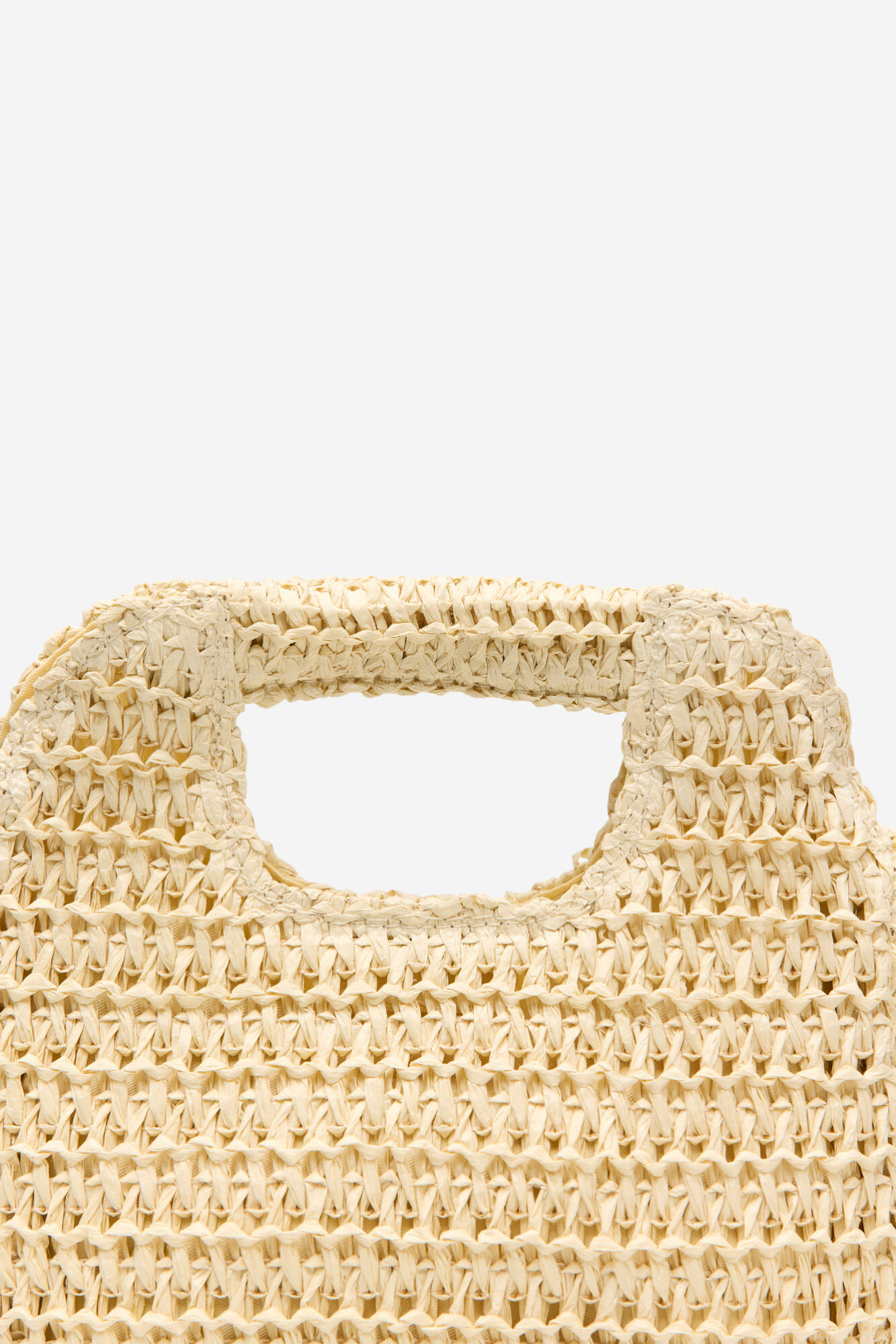 Cortefiel Raffia braided bag Ivory