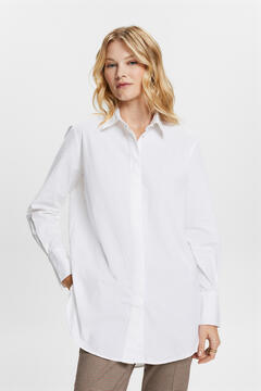 Cortefiel Camisa comprida folgada com algodão Branco