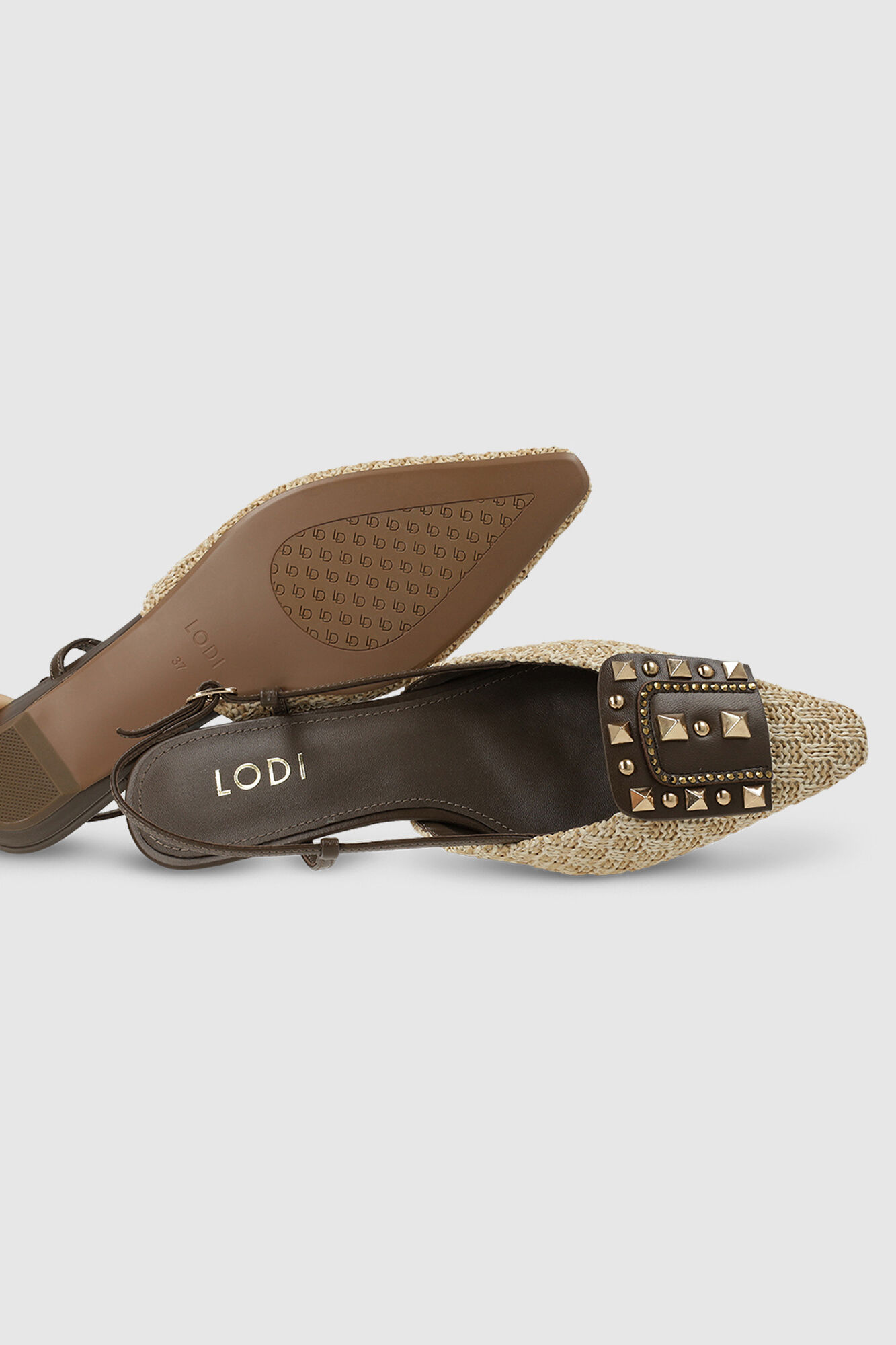 Lodi Sabrinas sem calcanhar em pele Castanho