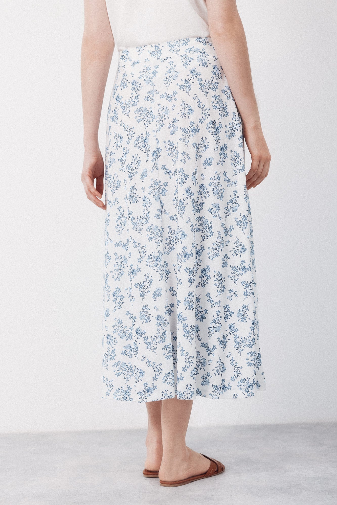 Cortefiel Falda capa midi Estampado azul