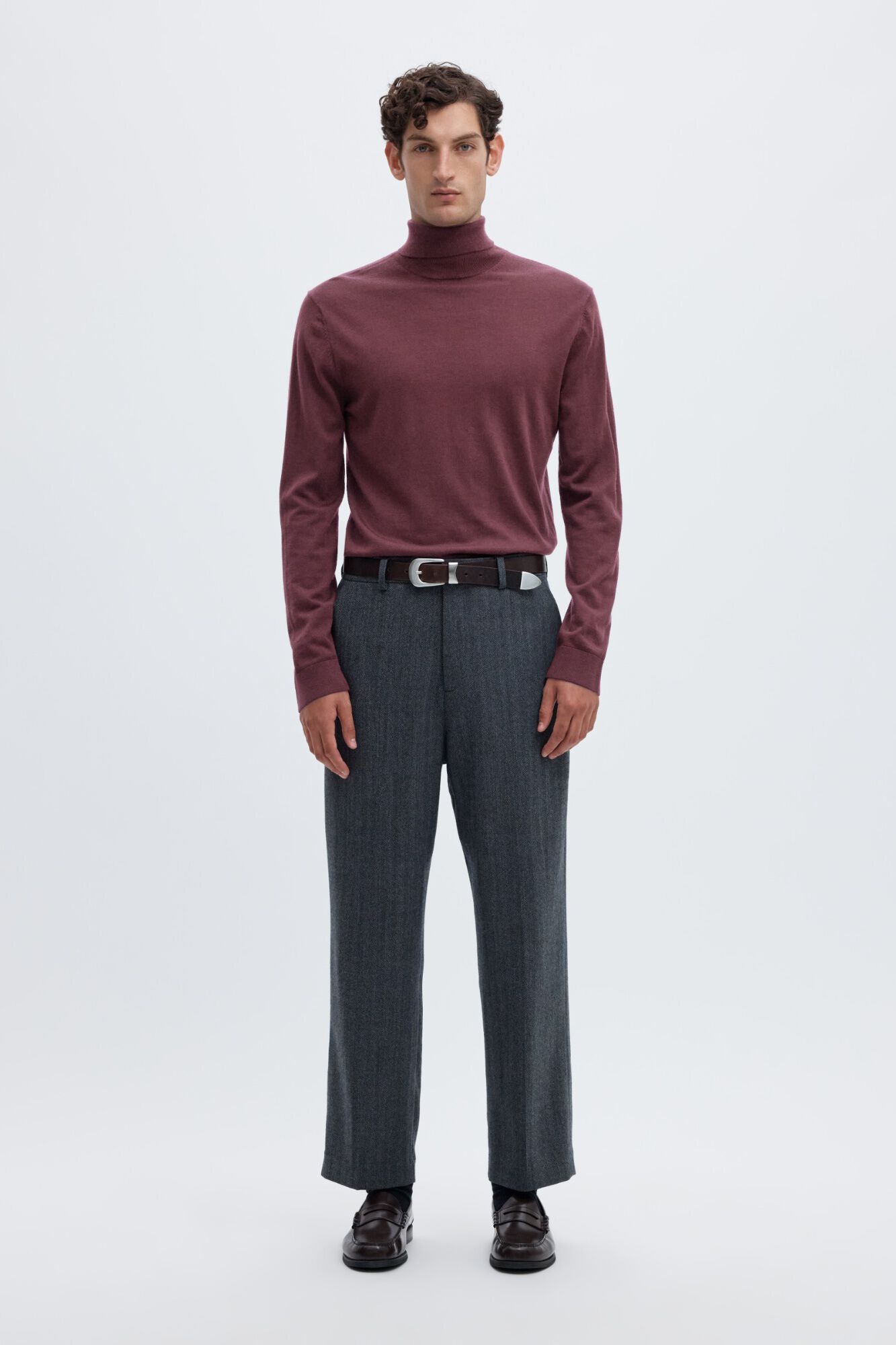 Selected Camisola gola alta 100% l&atilde; merino Vermelho