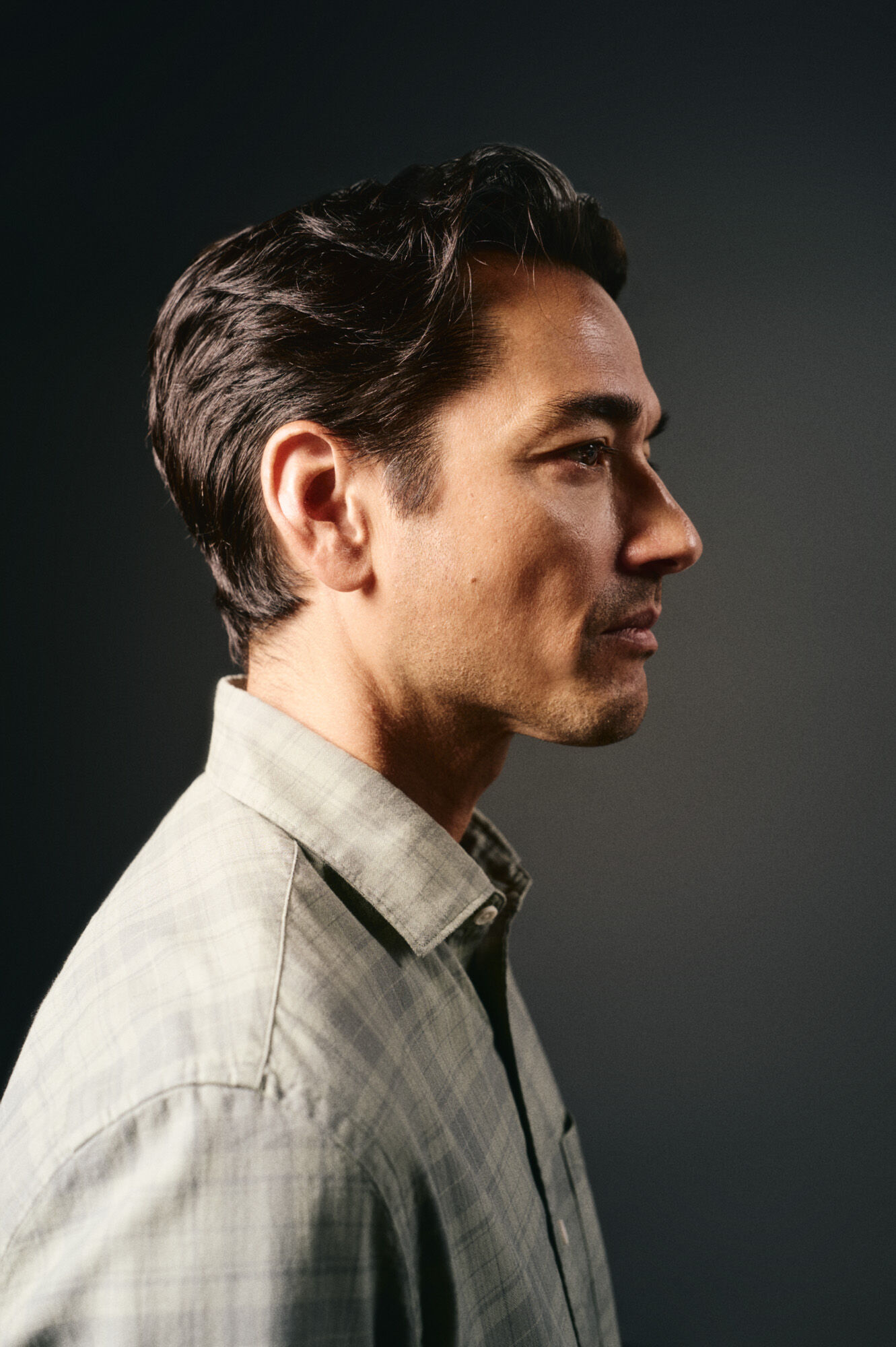 OOTO Camisa xadrez tingida Verde