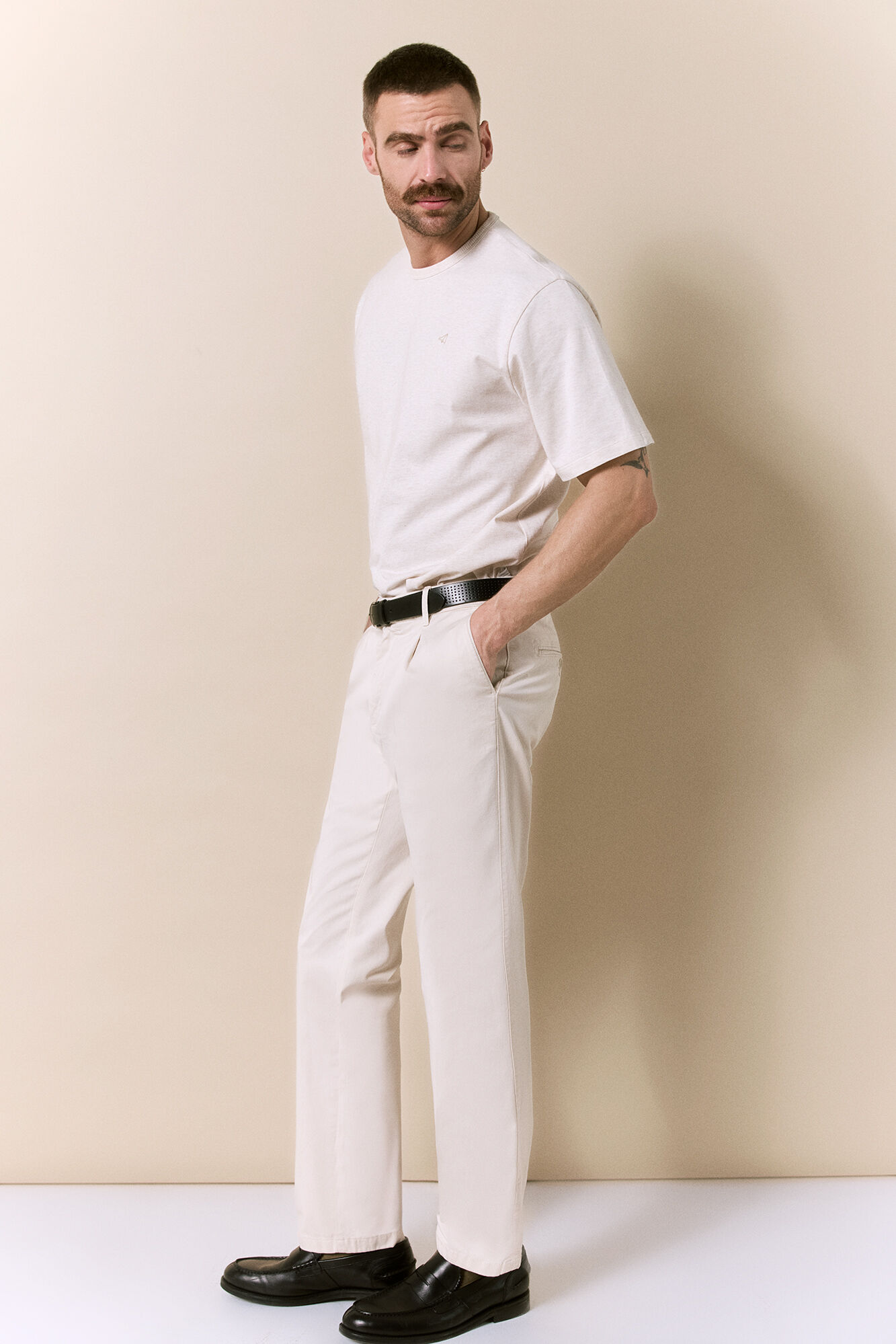 OOTO T-shirt lavada de manga curta Tostado