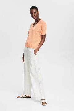 Cortefiel Knitted linen top Coral