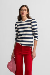 Silbon Riscas listrado manga Sweatshirt Azul