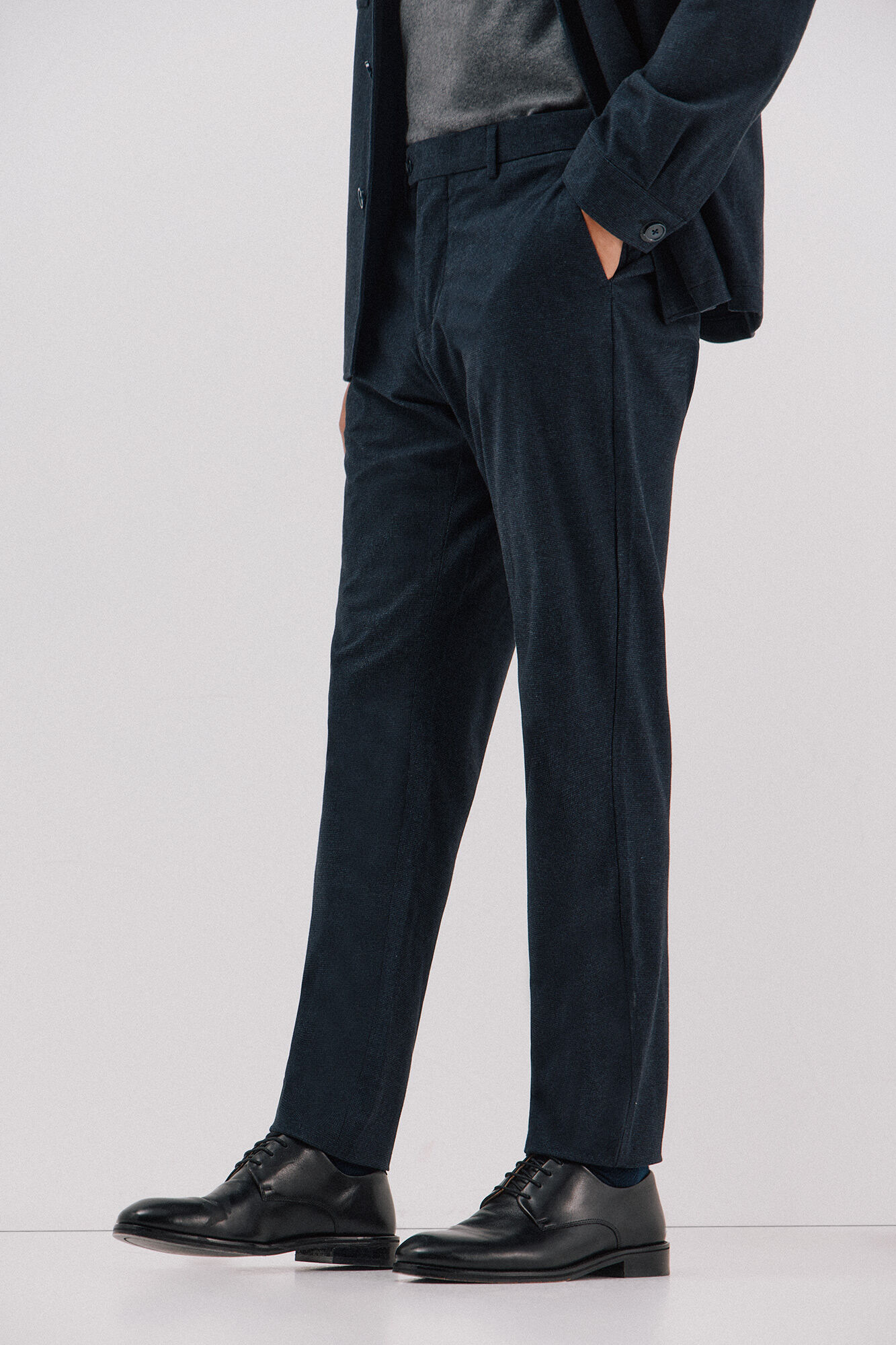 Cortefiel Micro-check cotton pants Navy