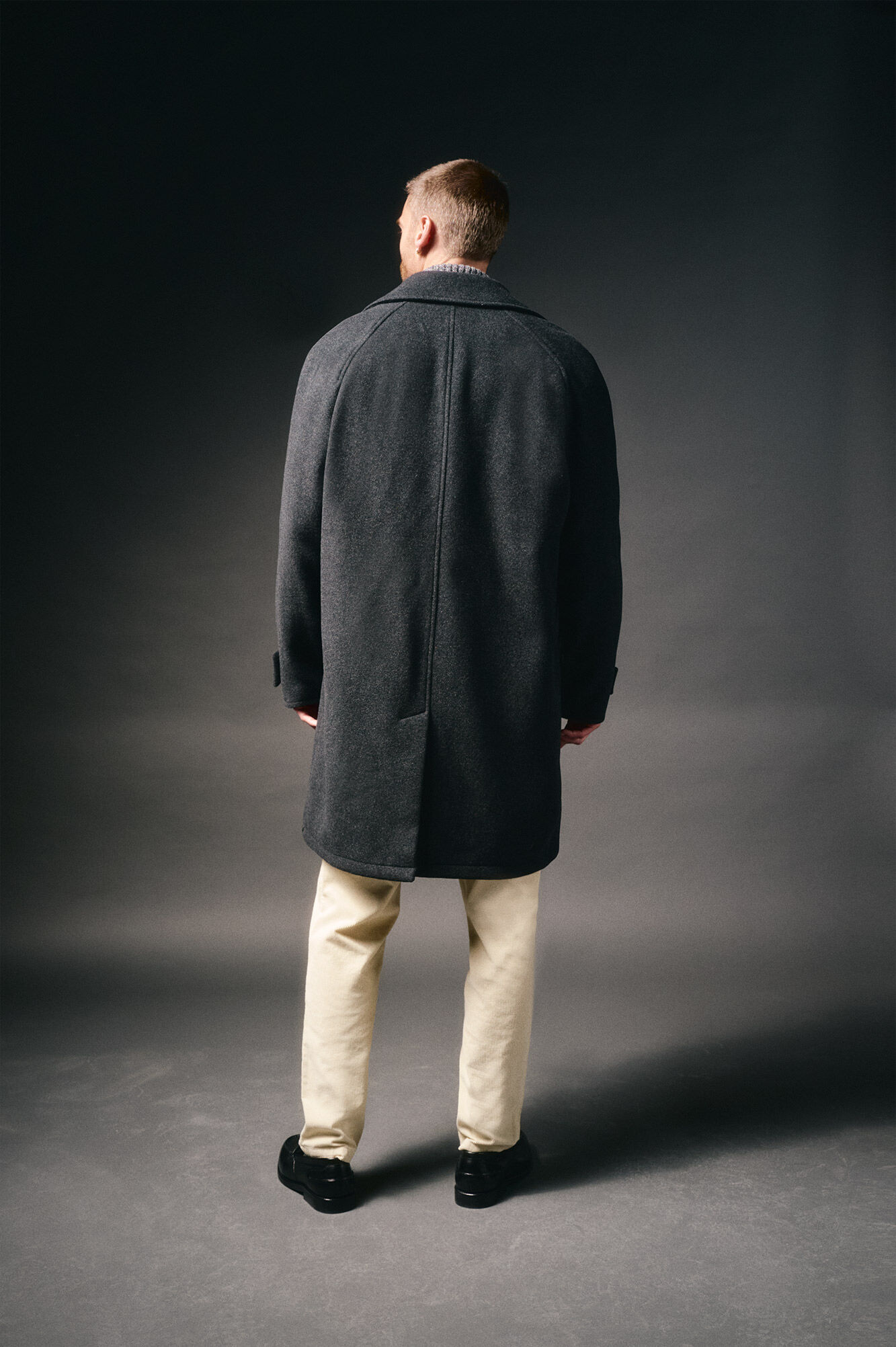 OOTO Sobretudo cruzado de l&atilde; Cinzento