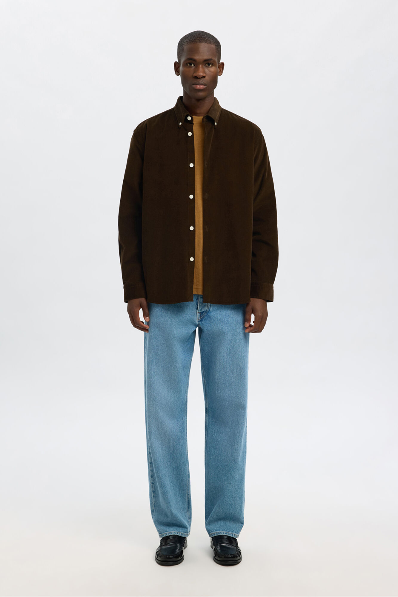 Selected Camisa de veludo cotel&ecirc; 100% algod&atilde;o org&acirc;nico 