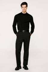 Selected 100% merino wool mock neck jumper . Black